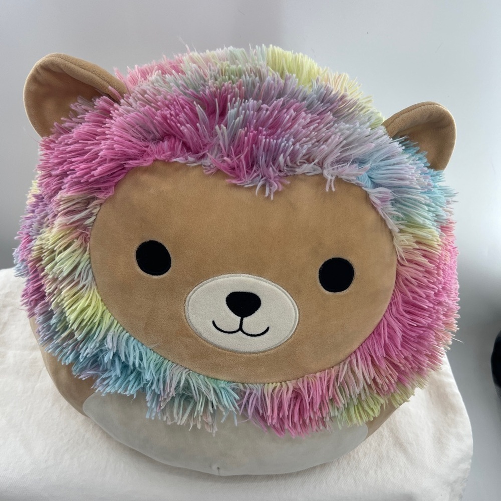Squishmallows "Leonard" the Rainbow Lion Plush Kelly Toe Tie Dye Mane